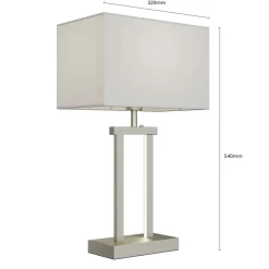 Lindby bordlampe Sigurd, hvit, stoff, høyde 54 cm, E27