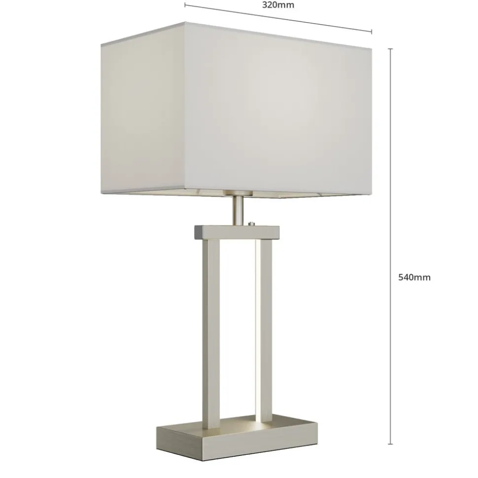 Lindby bordlampe Sigurd, hvit, stoff, høyde 54 cm, E27