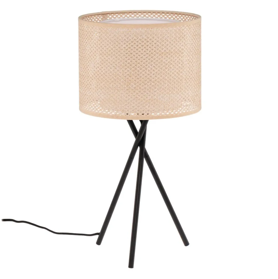 Lindby bordlampe Soula, Ø 26 cm, beige, plast, E27