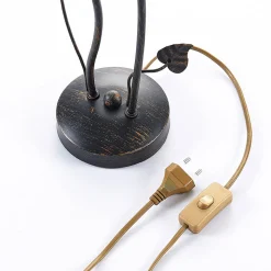 Lindby bordlampe Stefania, svart/gull, glass, E14, 40 cm