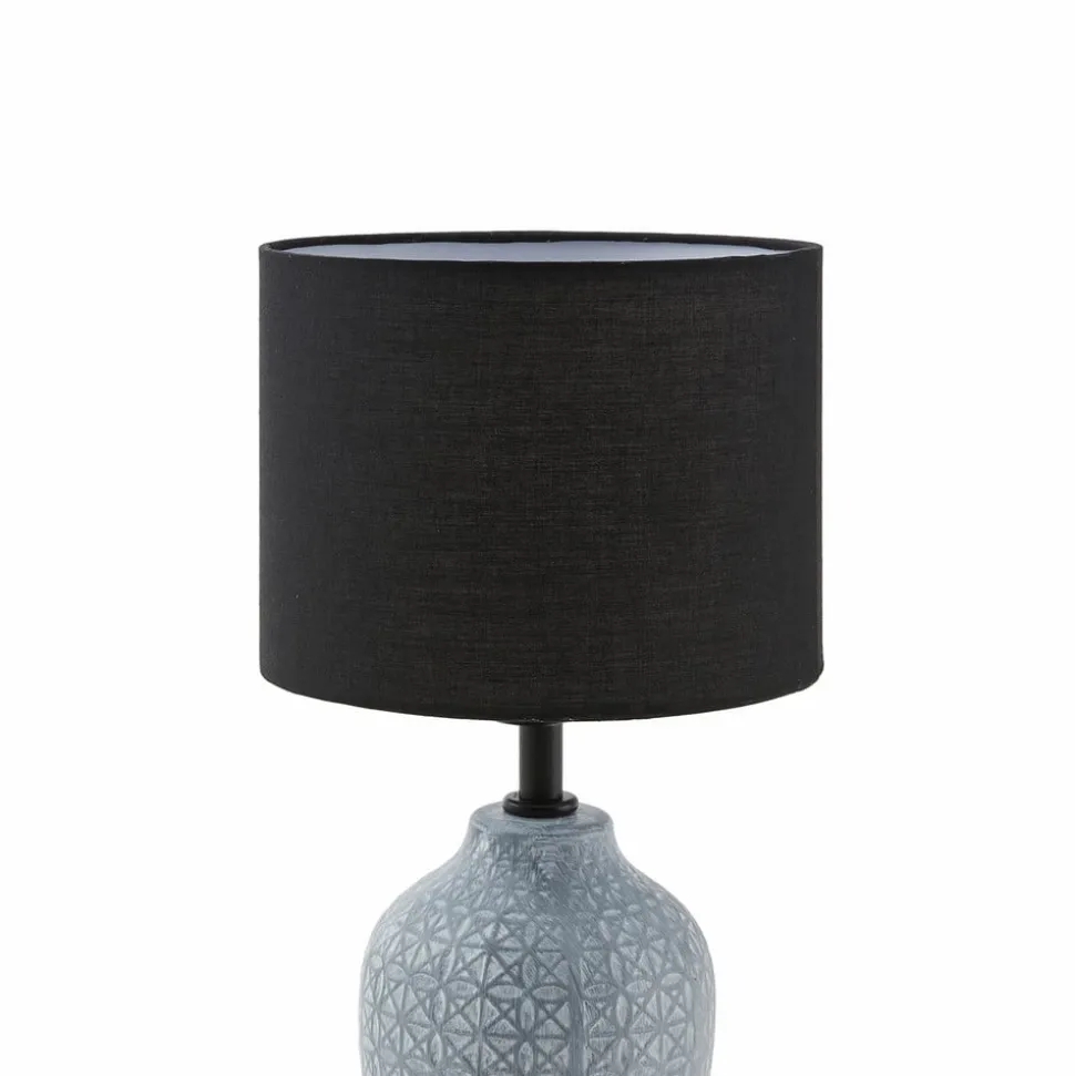 Lindby bordlampe Thalassia, grå/svart, Ø 20cm, keramikk