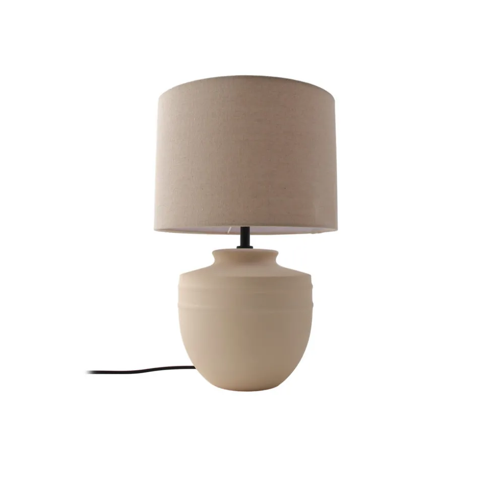 Lindby bordlampe Thalassia, beige, Ø 30 cm, keramikk