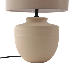 Lindby bordlampe Thalassia, beige, Ø 30 cm, keramikk