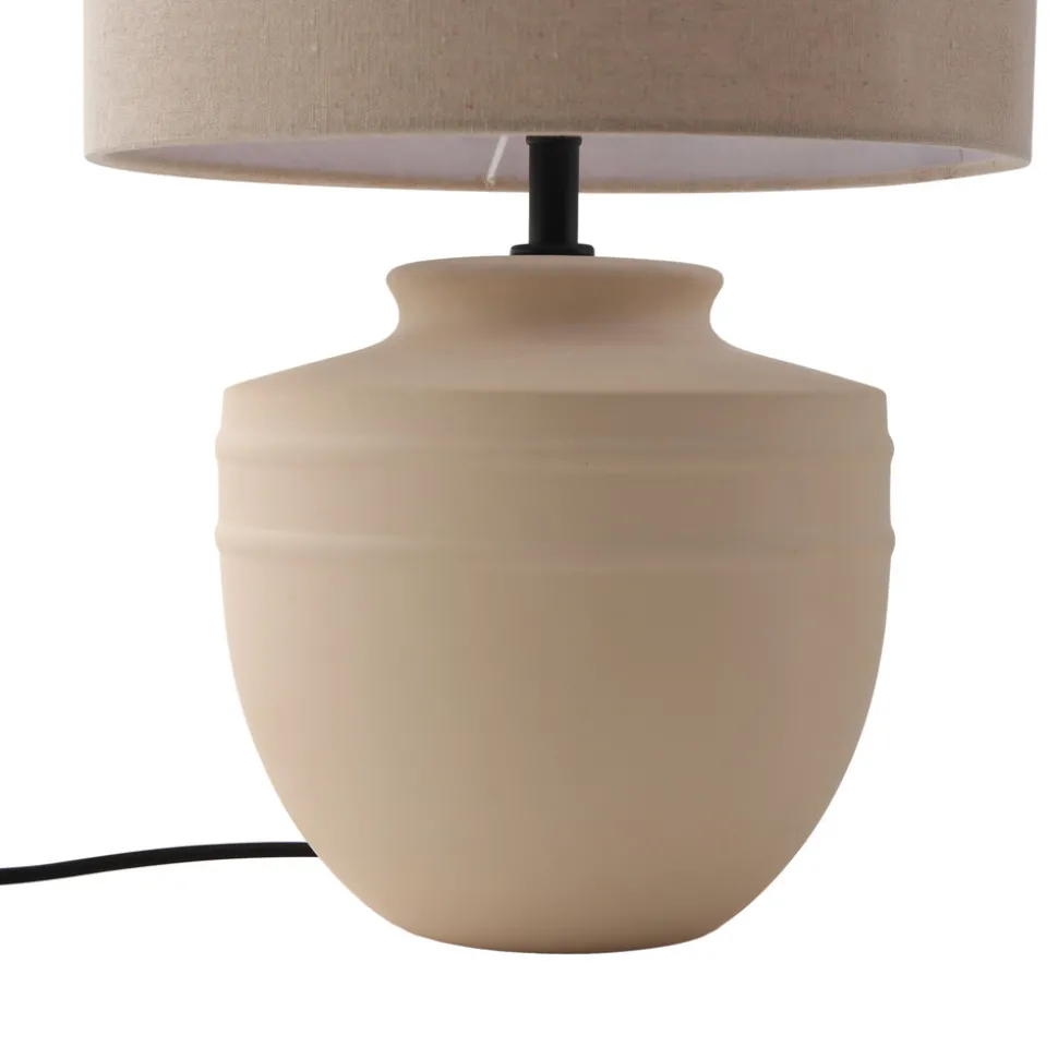 Lindby bordlampe Thalassia, beige, Ø 30 cm, keramikk