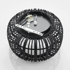 Lindby Canyana taklampe, svart, rotting, Ø 40 cm