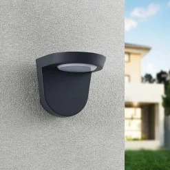 Lindby Carmelo utendørs LED-vegglampe, mørkegrå
