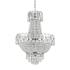 Lindby Casparia lysekrone, kromfarget, krystall, E14