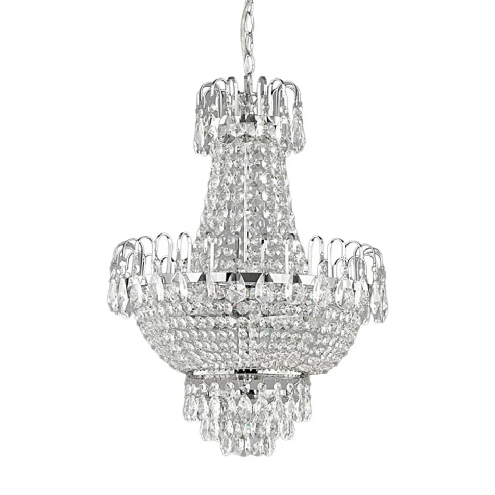 Lindby Casparia lysekrone, kromfarget, krystall, E14