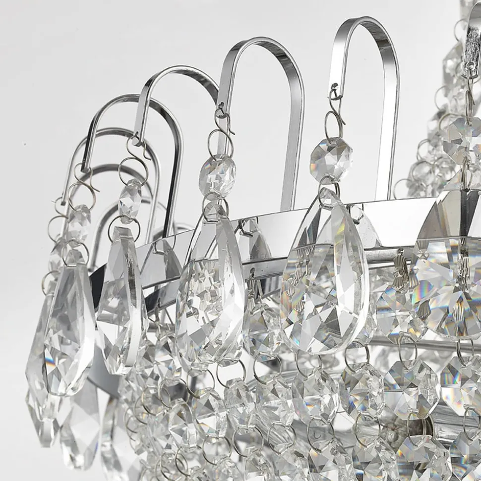 Lindby Casparia lysekrone, kromfarget, krystall, E14