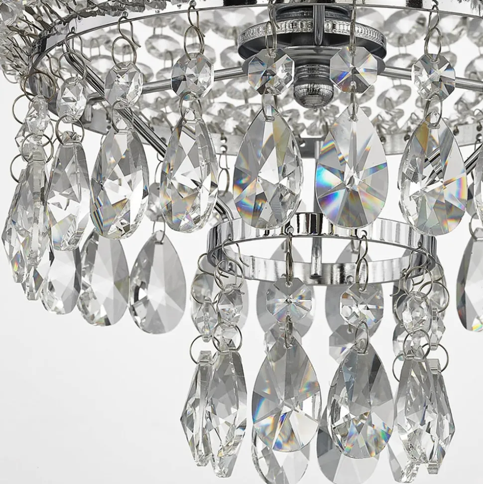 Lindby Casparia lysekrone, kromfarget, krystall, E14