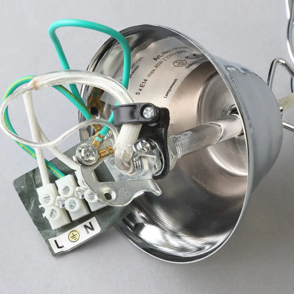 Lindby Casparia lysekrone, kromfarget, krystall, E14