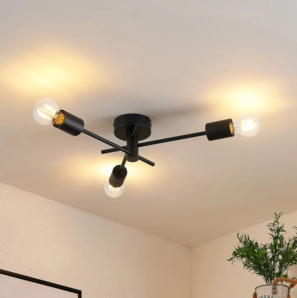 Lindby Cerros taklampe, 3 lyskilder, svart, metall