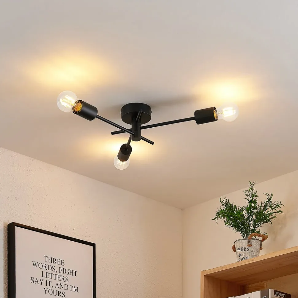 Lindby Cerros taklampe, 3 lyskilder, svart, metall