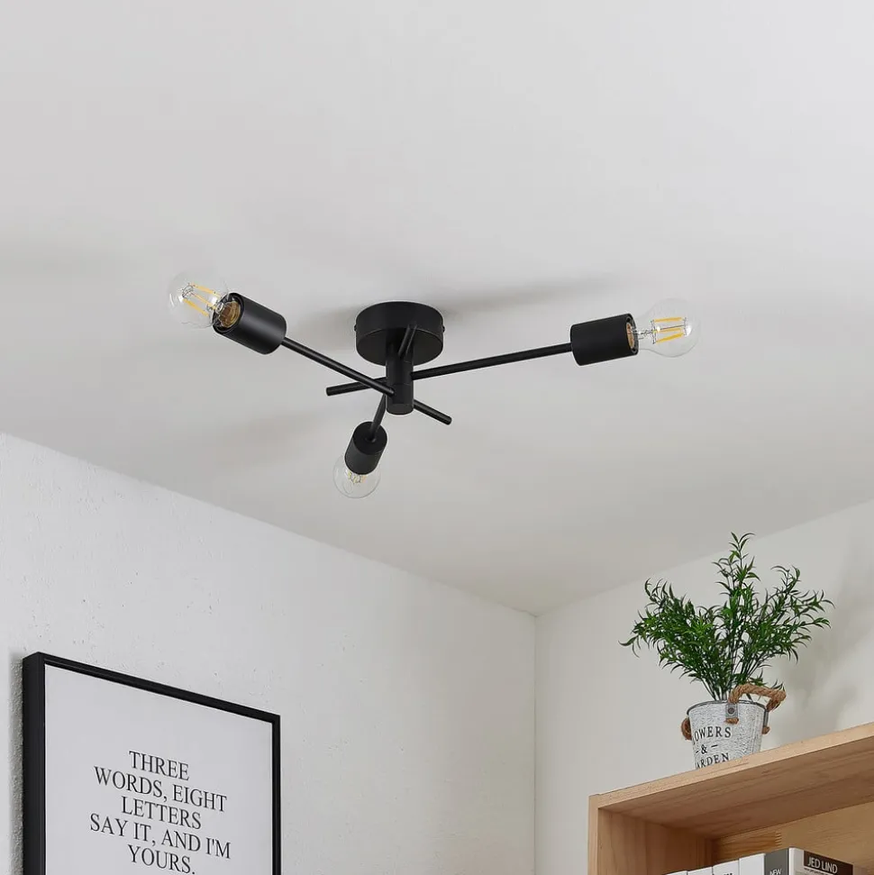 Lindby Cerros taklampe, 3 lyskilder, svart, metall