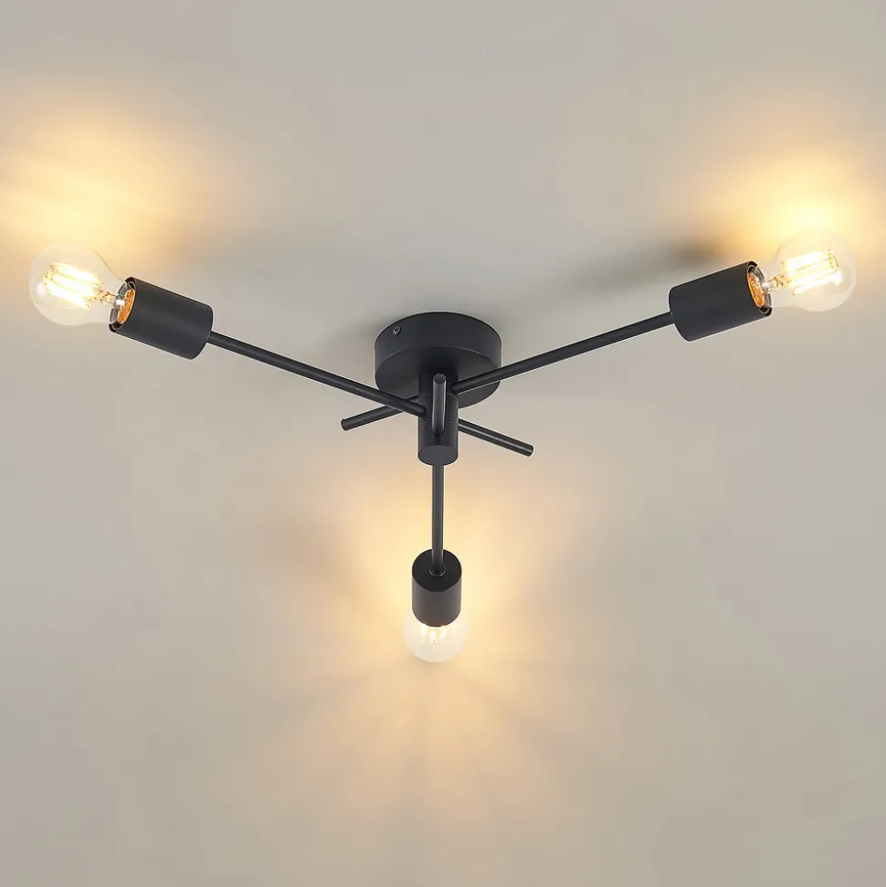 Lindby Cerros taklampe, 3 lyskilder, svart, metall