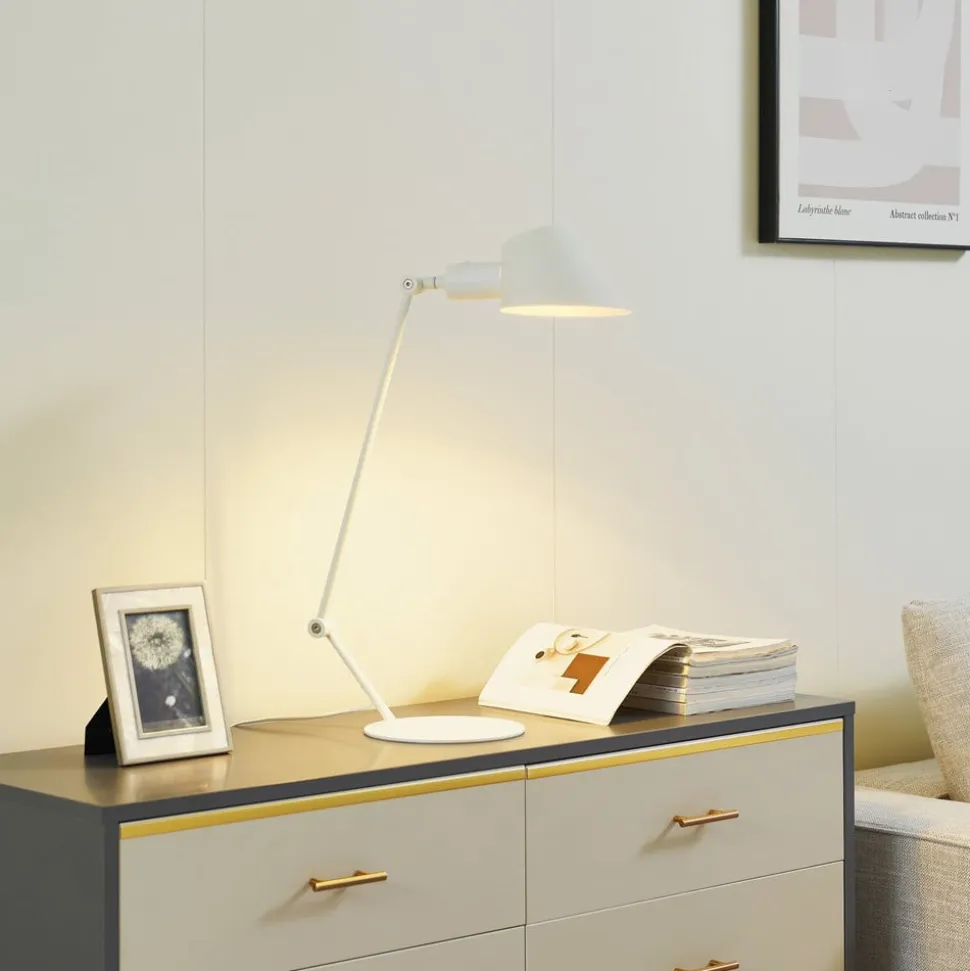 Lindby Corali bordlampe, hvit, metall, høyde 64 cm