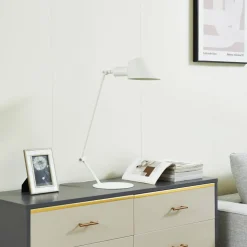 Lindby Corali bordlampe, hvit, metall, høyde 64 cm