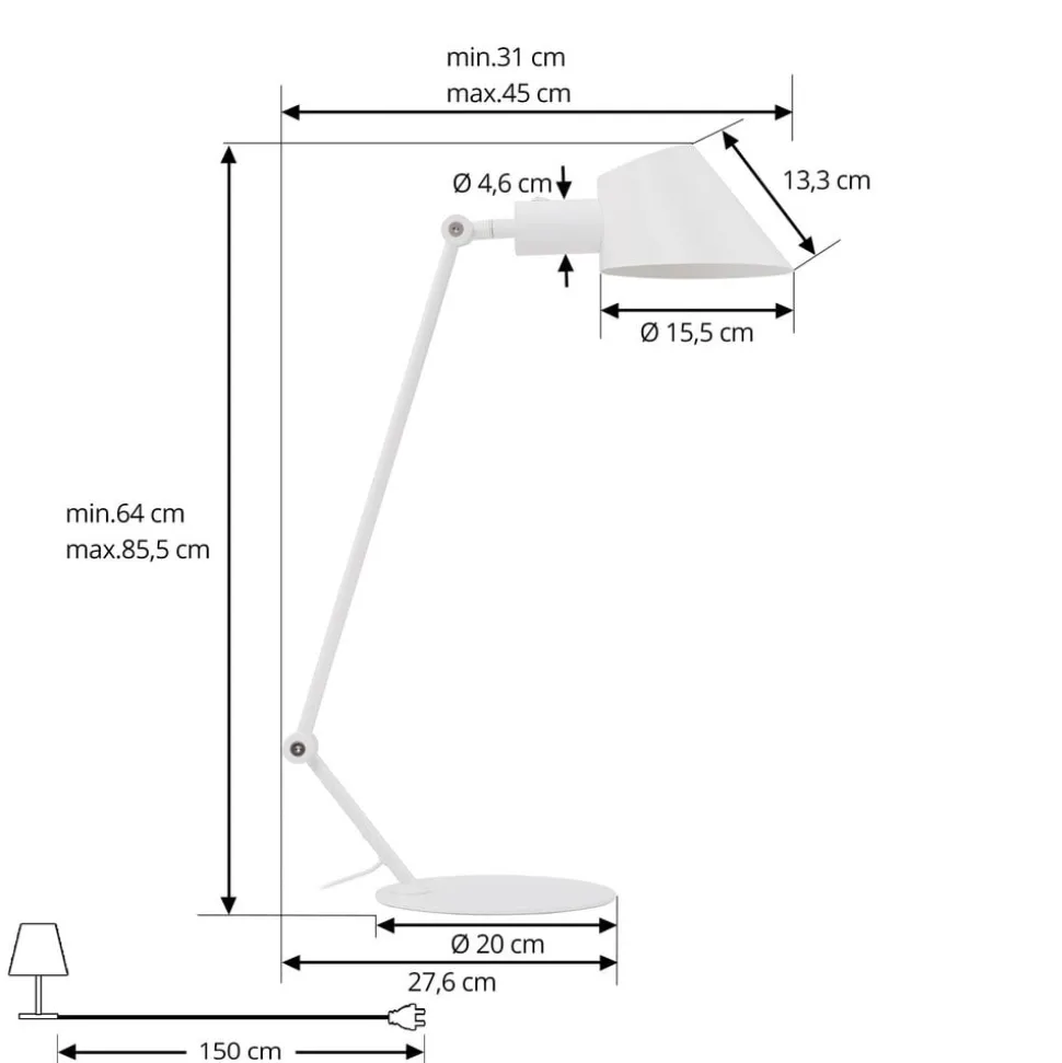 Lindby Corali bordlampe, hvit, metall, høyde 64 cm