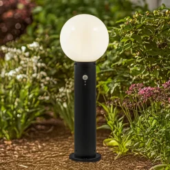 Lindby Dangan sokkellampe, hvit, 60 cm, glass, sensor