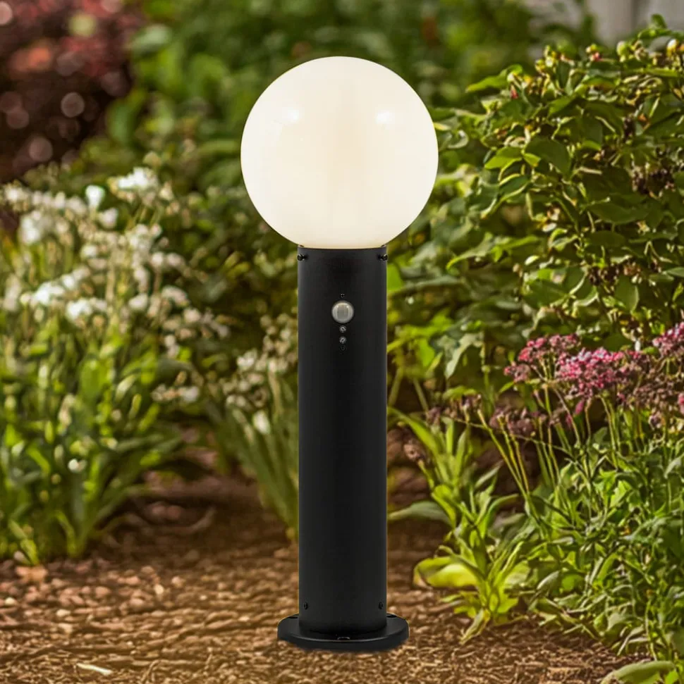 Lindby Dangan sokkellampe, hvit, 60 cm, glass, sensor