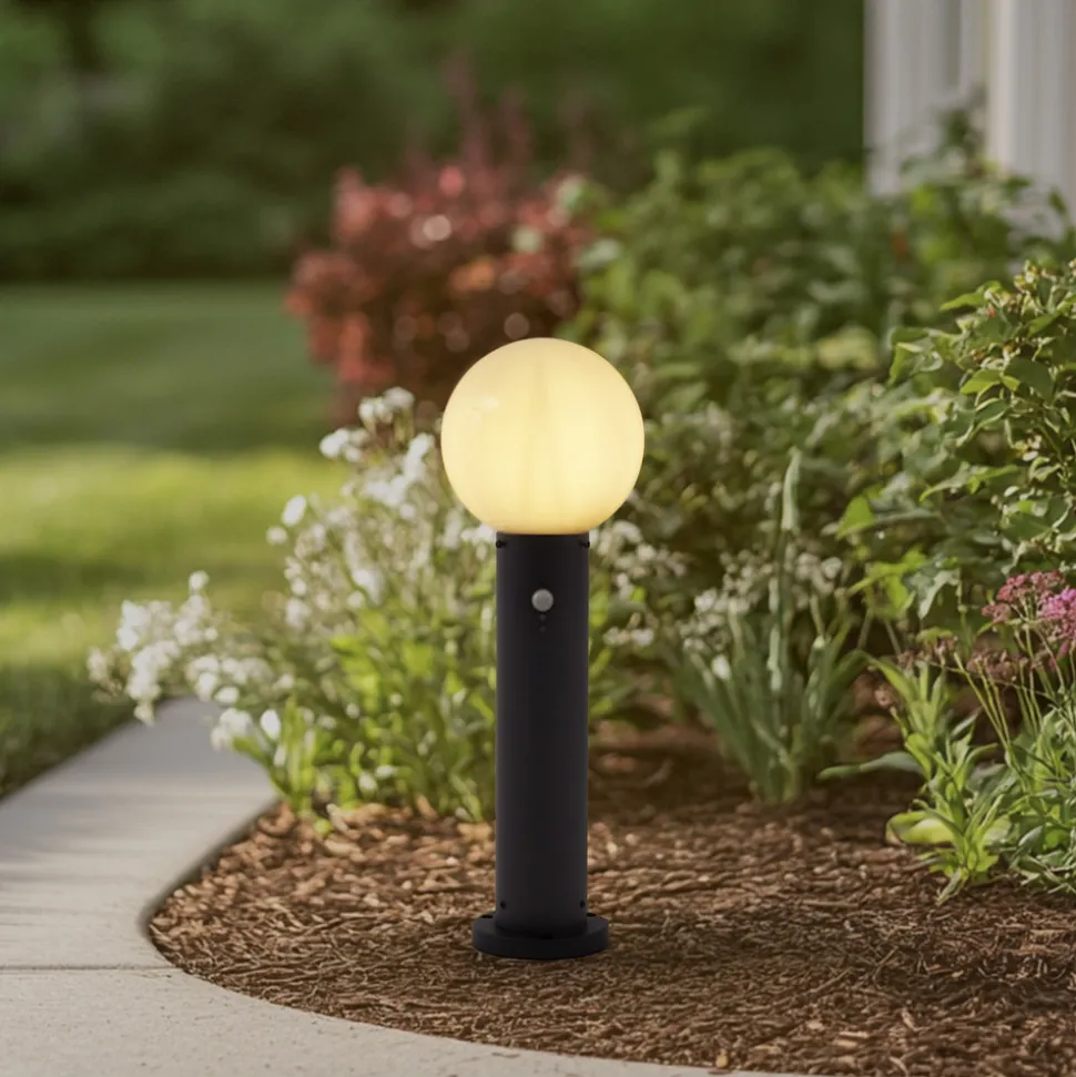 Lindby Dangan sokkellampe, hvit, 60 cm, glass, sensor