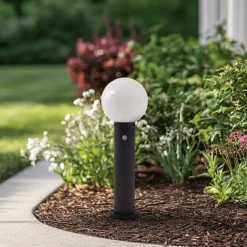 Lindby Dangan sokkellampe, hvit, 60 cm, glass, sensor