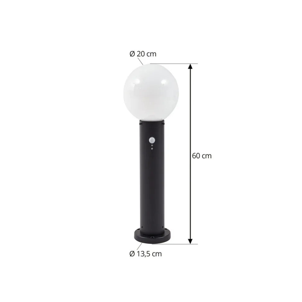 Lindby Dangan sokkellampe, hvit, 60 cm, glass, sensor