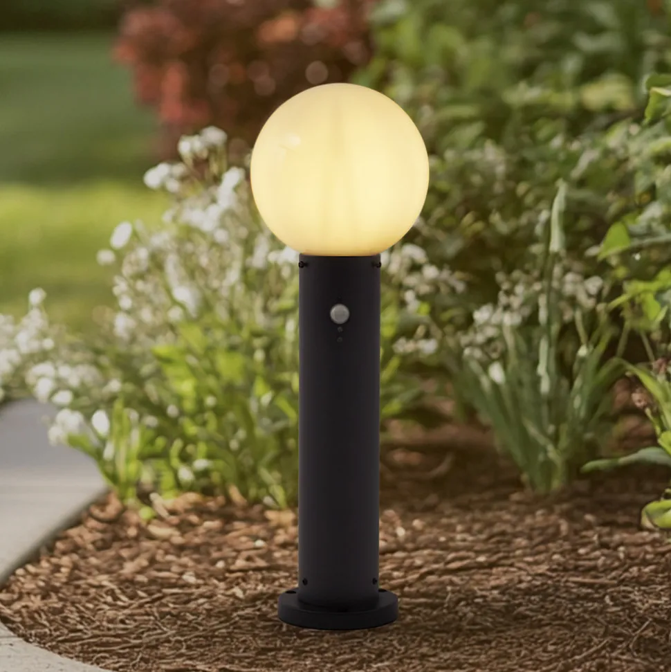 Lindby Dangan sokkellampe, hvit, 60 cm, glass, sensor