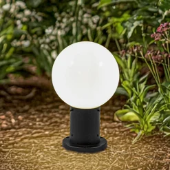 Lindby Dangan sokkellampe, hvit, høyde 32 cm, glass, metall