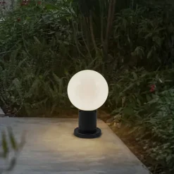 Lindby Dangan sokkellampe, hvit, høyde 32 cm, glass, metall