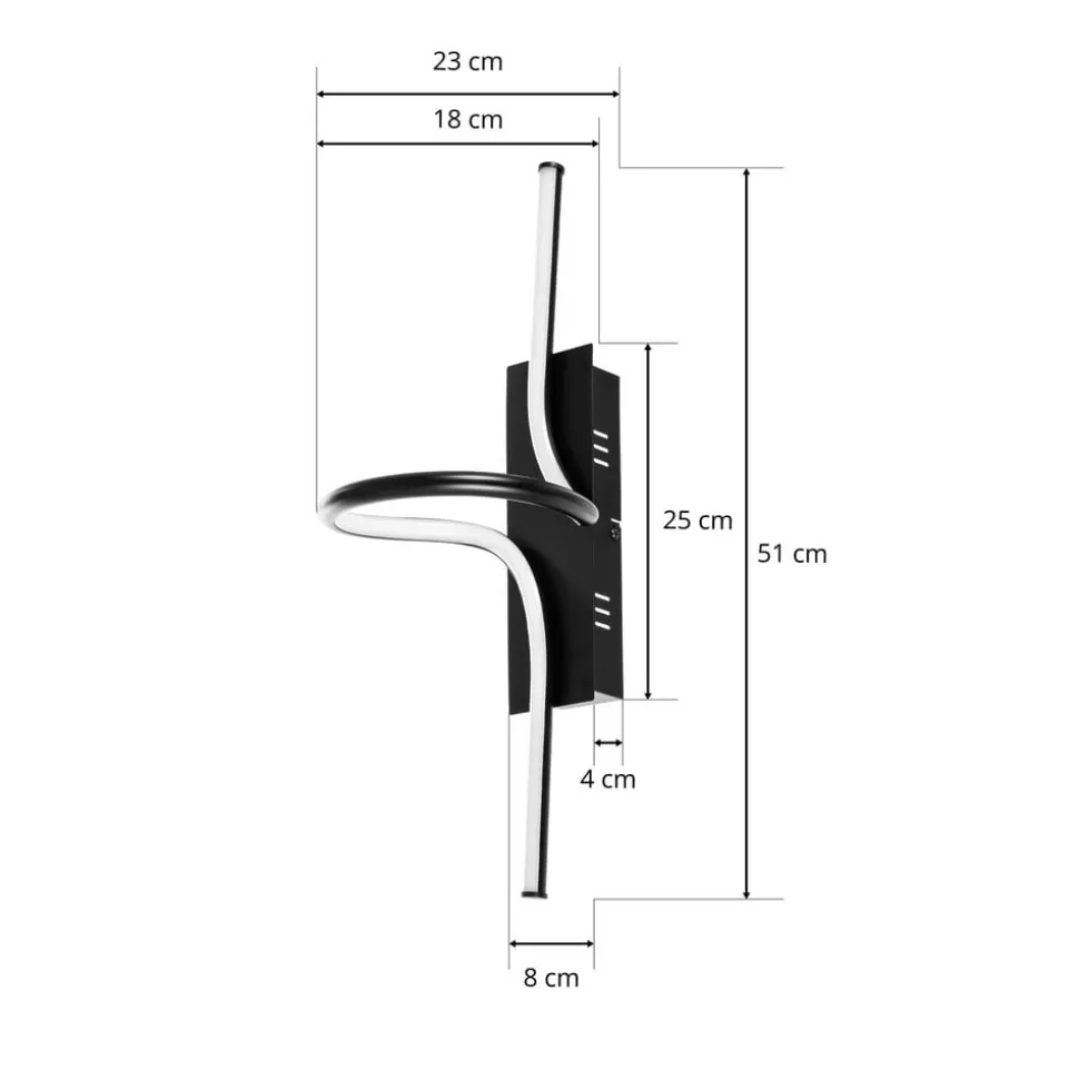 Lindby Divola LED-vegglampe, stepdim, svart