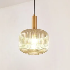 Lindby Doroteo hengelampe, 1 lyskilde, grå, glass