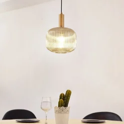 Lindby Doroteo hengelampe, 1 lyskilde, grå, glass