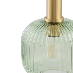 Lindby Doroteo hengelampe, 3 lyskilder, grønn/amber/grå, glass