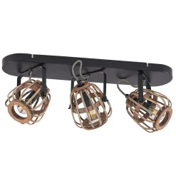 Lindby downlight Bominio, 54 cm, 3 lyskilder, tre, rotting