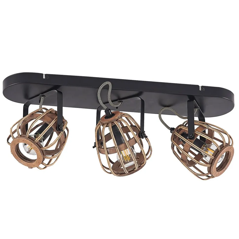 Lindby downlight Bominio, 54 cm, 3 lyskilder, tre, rotting