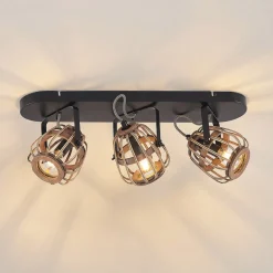 Lindby downlight Bominio, 54 cm, 3 lyskilder, tre, rotting