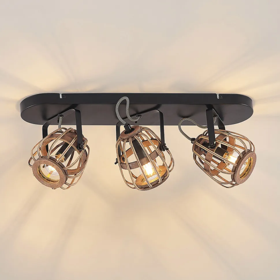 Lindby downlight Bominio, 54 cm, 3 lyskilder, tre, rotting