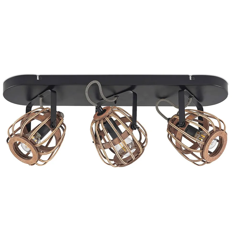 Lindby downlight Bominio, 54 cm, 3 lyskilder, tre, rotting