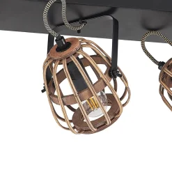 Lindby downlight Bominio, 54 cm, 3 lyskilder, tre, rotting