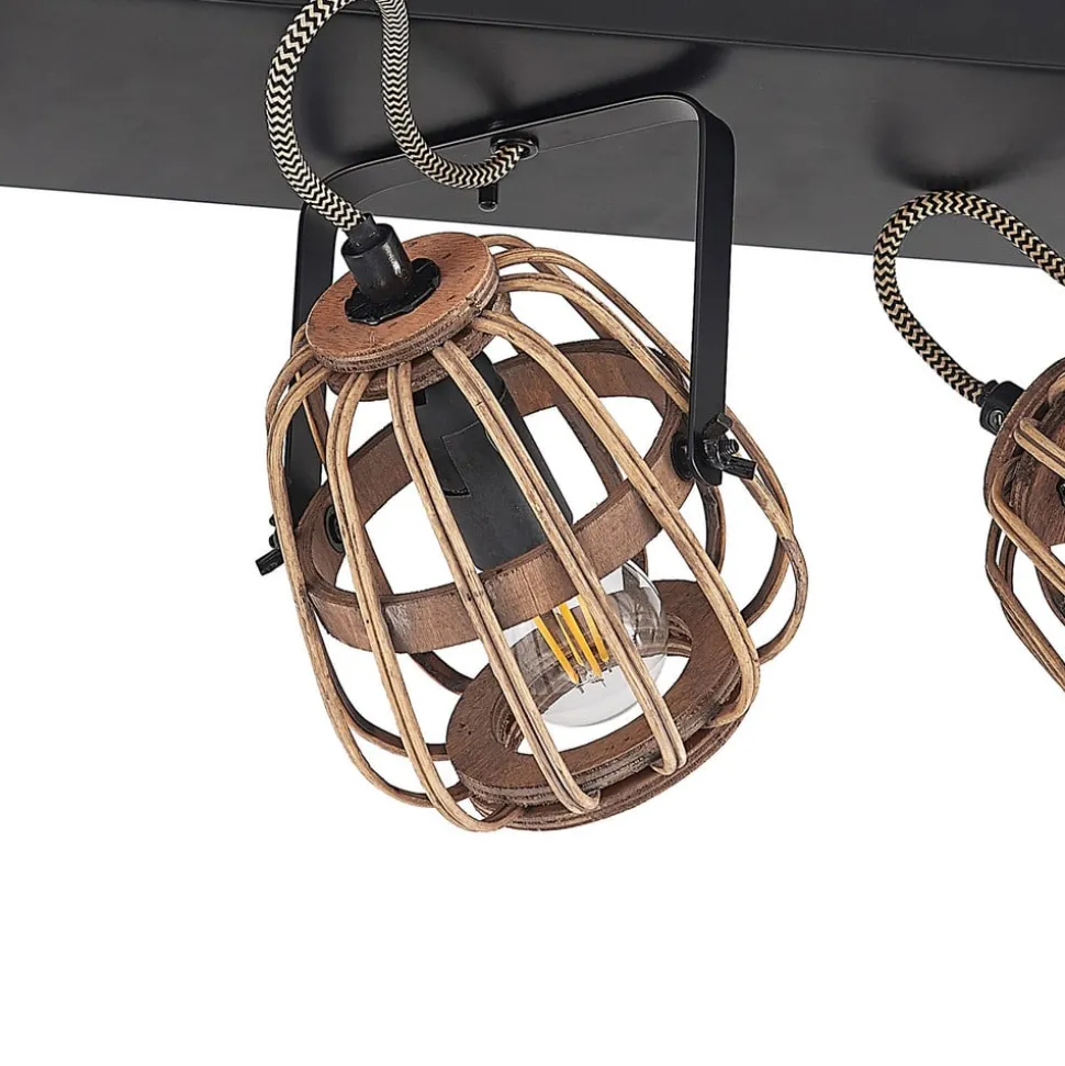 Lindby downlight Bominio, 54 cm, 3 lyskilder, tre, rotting