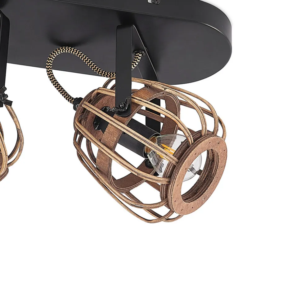 Lindby downlight Bominio, 54 cm, 3 lyskilder, tre, rotting