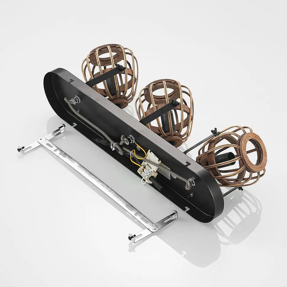 Lindby downlight Bominio, 54 cm, 3 lyskilder, tre, rotting