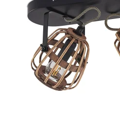 Lindby downlight Bominio, 36 cm, 2 lyskilder, tre, rotting