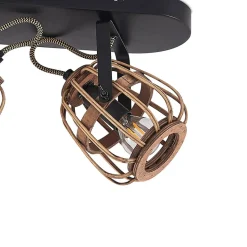 Lindby downlight Bominio, 36 cm, 2 lyskilder, tre, rotting