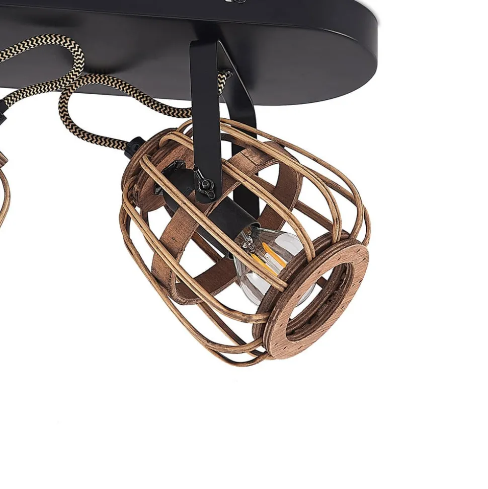 Lindby downlight Bominio, 36 cm, 2 lyskilder, tre, rotting