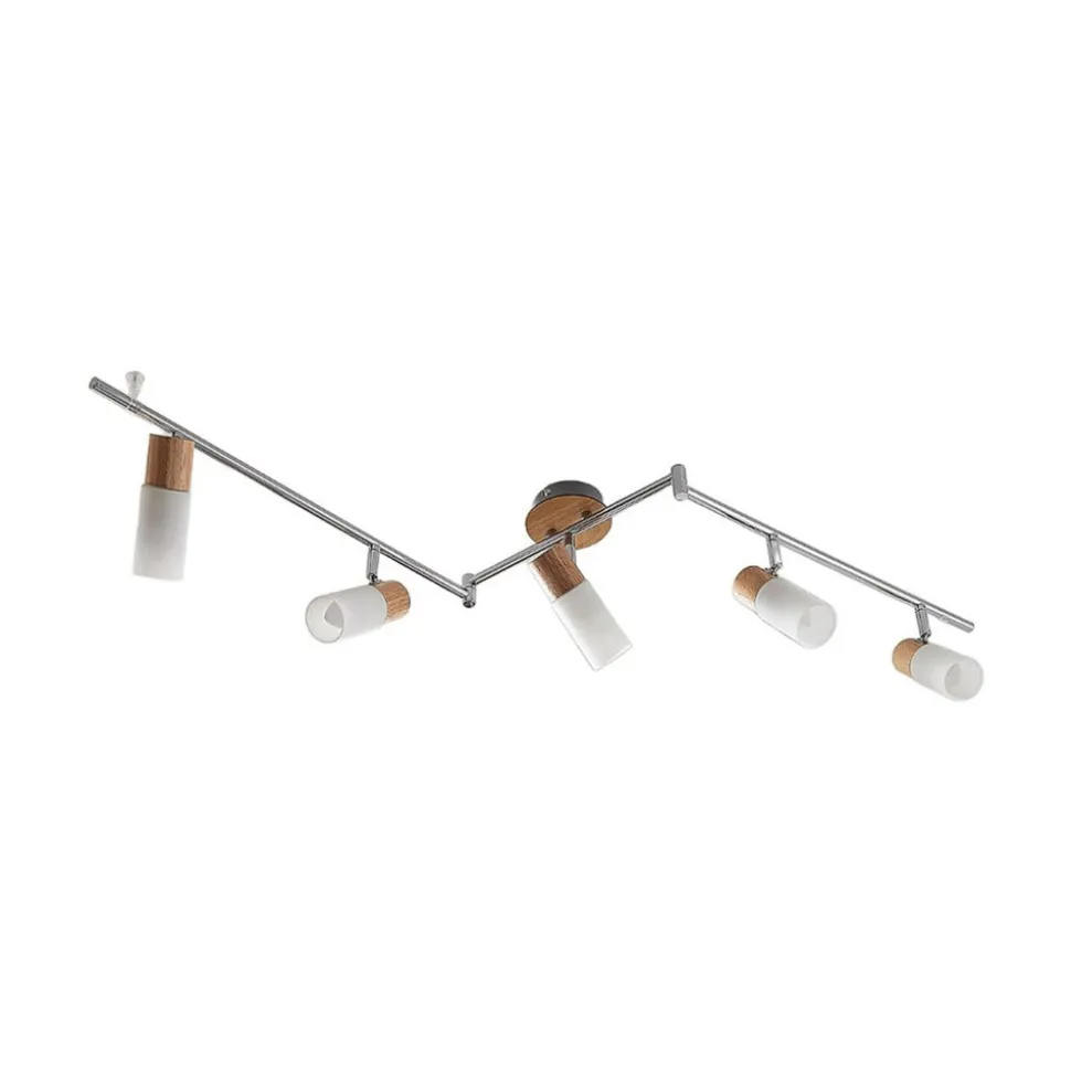 Lindby downlight Christoph, 130 cm, 4 lyskilder, tre, glass