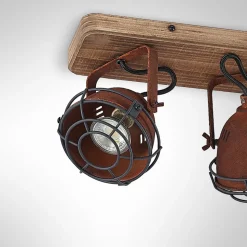 Lindby downlight Farovi, rust, 45 cm, 3 lyskilder, tre, GU10