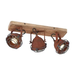 Lindby downlight Farovi, rust, 45 cm, 3 lyskilder, tre, GU10