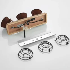 Lindby downlight Farovi, rust, 45 cm, 3 lyskilder, tre, GU10